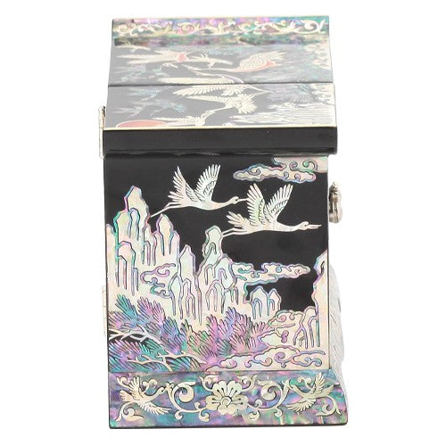 Crane & Pine (Black) Roof Tile Double LiddedJewelry Box - Oh Myung - Ho
