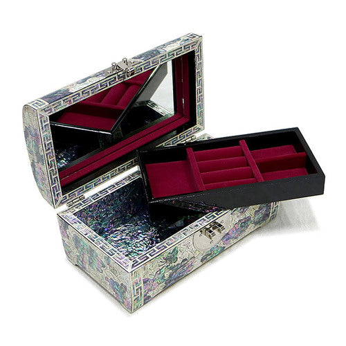 Peony Rounded 2-Tier Najeonchilgi Jewelry Box, Small by Oh Myung-ho
