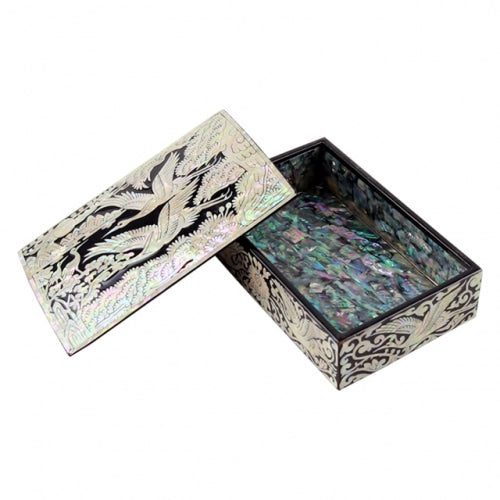 Crane & Pine Mother of Pearl Business Card Case, Multi-Purpose Box