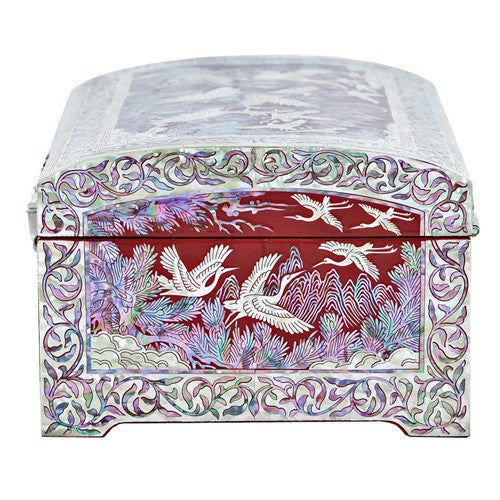 Flock of Crane 2-Tier Rounded Jewelry Box (Red) - by Yoo Chang-geun