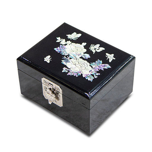 Peony Glossy Turtle Najeonchilgi Lacquerware Natural Mother of Pearl Jewelry Box