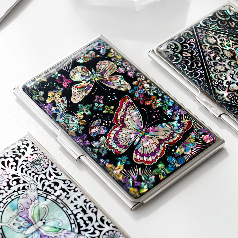 Mother of Pearl Business Card Case (Arabesque Butterfly)