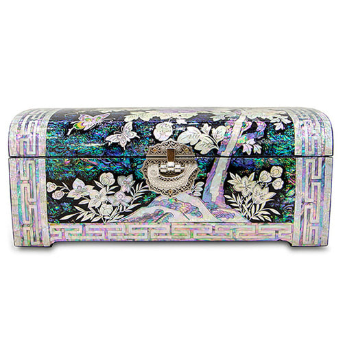 Peony Flower Tree 2-Tier Rounded Left Jewelry Box- by Park In-ho