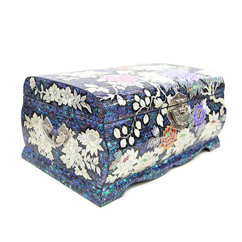 Peony Blue Abalone 2-Tier Najeonchilgi Jewelry Box, Extra Large by Park In-ho
