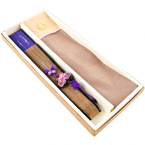 Silk & Ramie Hand Fan (Purple) - FN0067