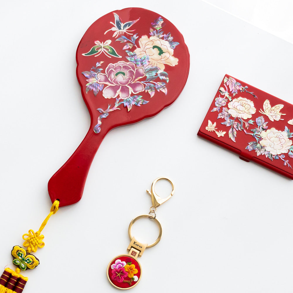 Najeon Chilgi Hand Mirror & Medicine Case — Peony - LV0006