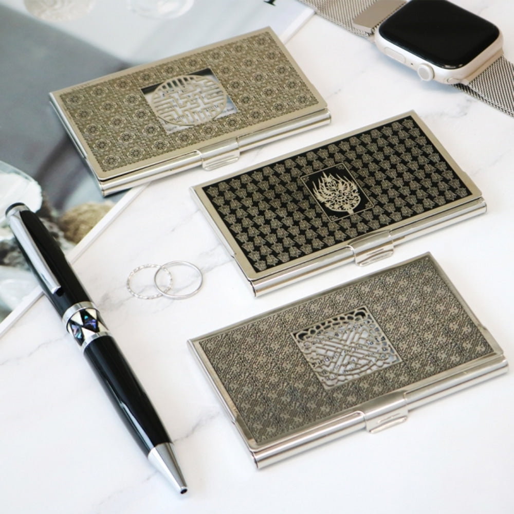 2-Piece Set: Silver Metal Business Card Najeon Gift Pen