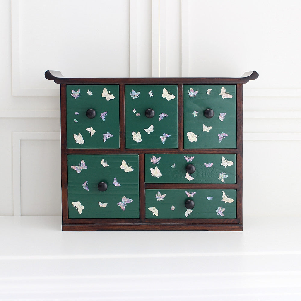 Color Mother of Pearl Butterfly Seonbi Scholar 6-Drawer (Small)