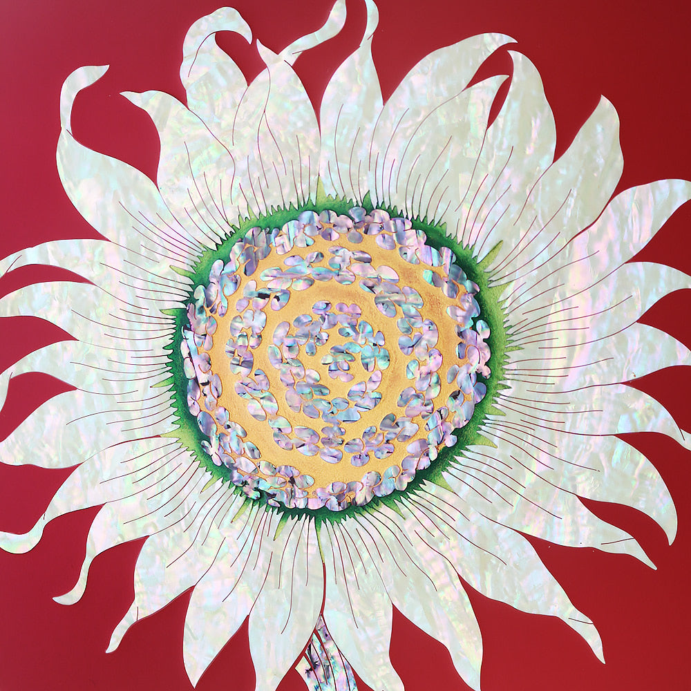 Najeonchilgi Sunflower Wall Mounted Mother of Pearl Frame (Red)