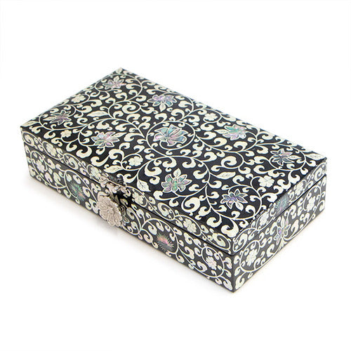 Peacock 2-Drawer Vanity Jewelry Box (Red)- by Kim Yong-gwan (Large)