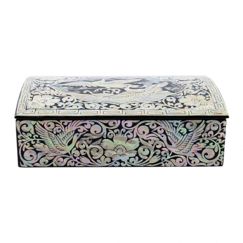 쌍Crane Mother of Pearl Business Card Case, Multi-Purpose Box