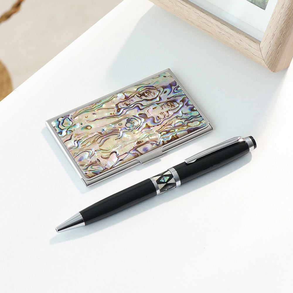 2-Piece Set: Premium Najeonchilgi Aurora Business Card Case M Gift Pen