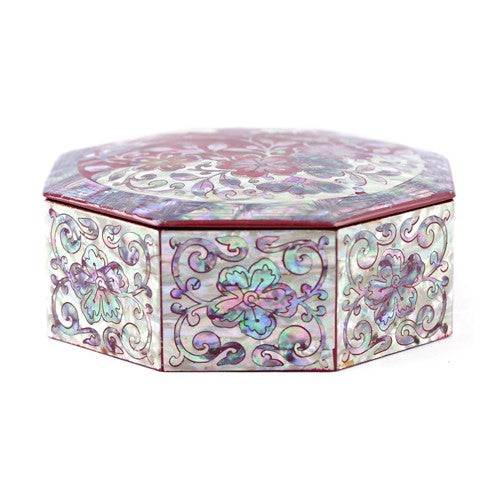 Plum Blossom Small Hexagon Box (Black, Red)