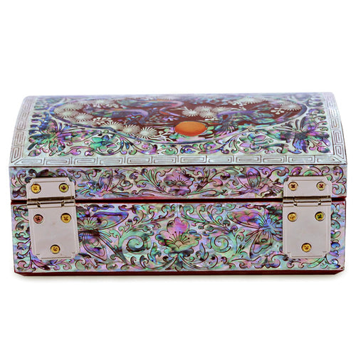 해RedBox Crane & Pine Cloud Pattern Border 1-Tier Jewelry Box (Red)