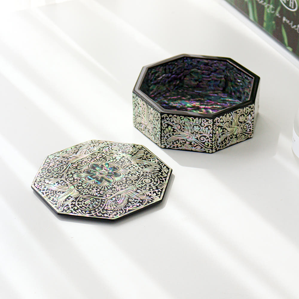 Hexagonal Mini Jewelry Box Mother of Pearl Jewelry Box Keepsake Ring Box Najeonchilgi Dessert Box Wedding Gift Box