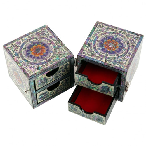 Round Arabesque Flower Double LiddedJewelry Box - Oh Myung - Ho