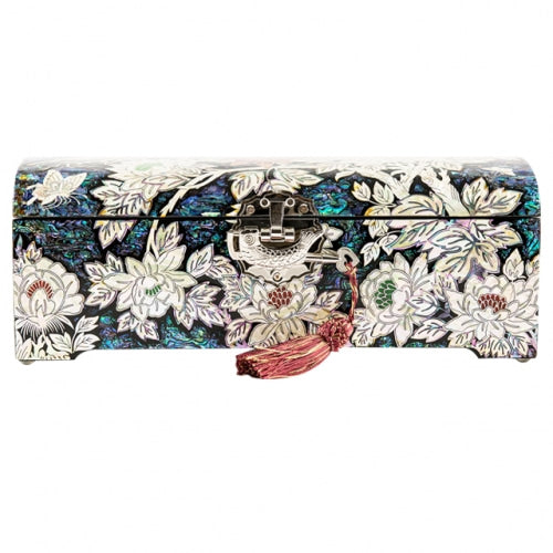 Crane & Pine Scholar 5-Drawer Mother of Pearl Jewelry Box中(Hanji, Purple)