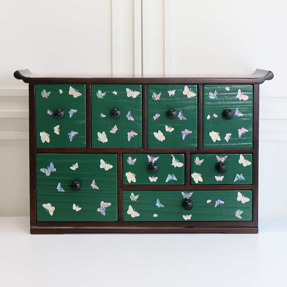 Color Mother of Pearl Butterfly Seonbi Scholar 8-Drawer (Medium)
