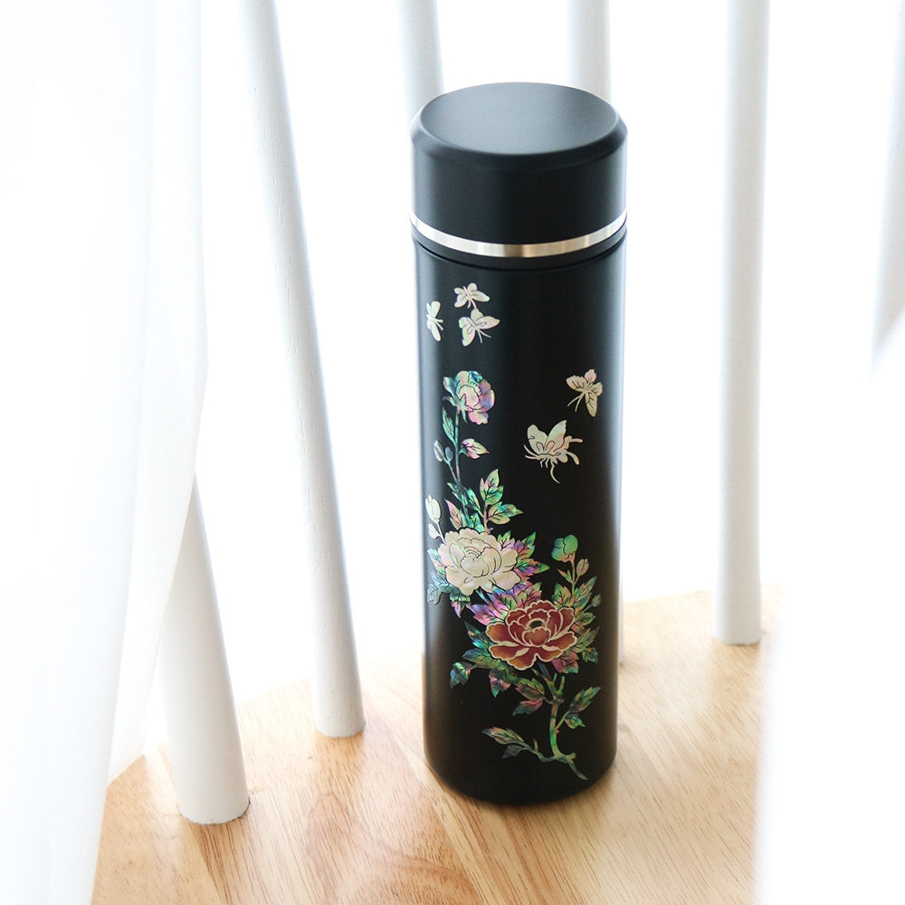 Najeonchilgi Painted Peony Stainless Steel Mother of Pearl Tumbler 500ml