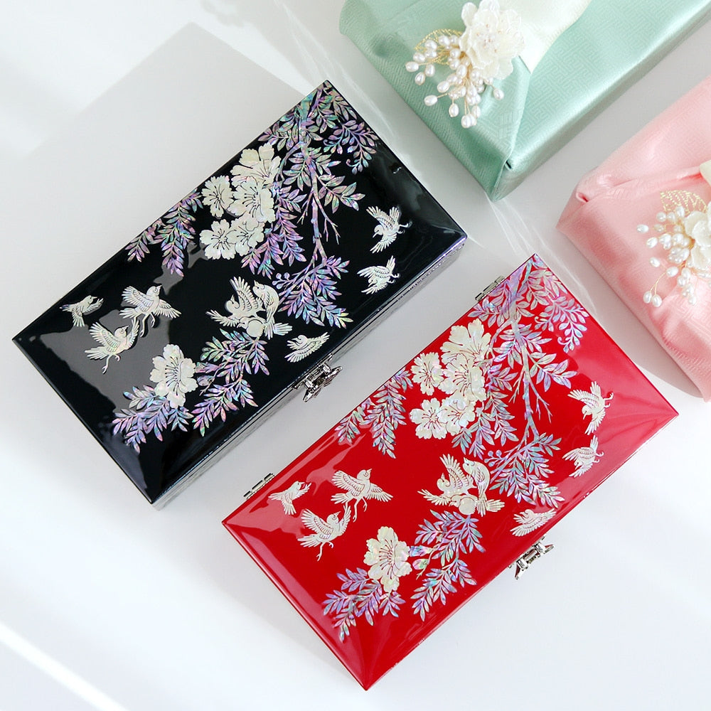 Najeonchilgi 1-Tier Butterfly Garden Yedan Jewelry Box H Jewelry Box Yedan Wedding Gift Box Mother of Pearl, 23 cm