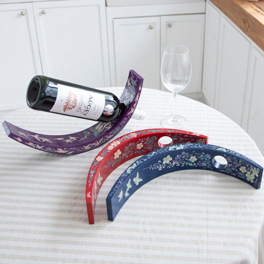 Mother of Pearl Wine Bottle Holder — Najeon Chilgi Lacquerware (Free Bojagi Wrap) - DE0122
