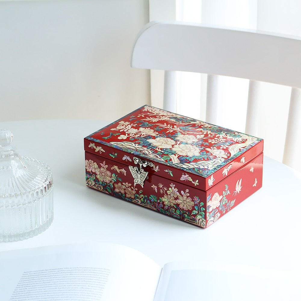 Najeonchilgi Plum Blossom 1-Tier Mother of Pearl Jewelry Box, 18 cm