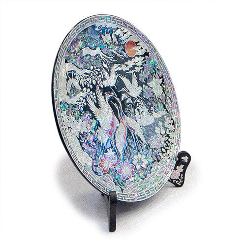 Najeon Chilgi Mother of Pearl Plate & Tray — Pine & Crane by Kim Gil-su - DE0041