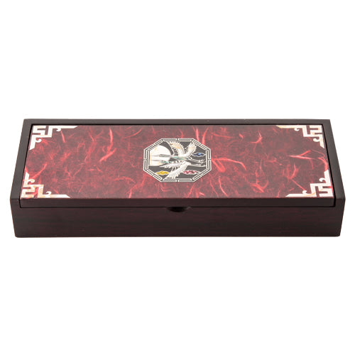 Hanji Mother-of-Pearl Pen Case — Octagonal Crane — Red