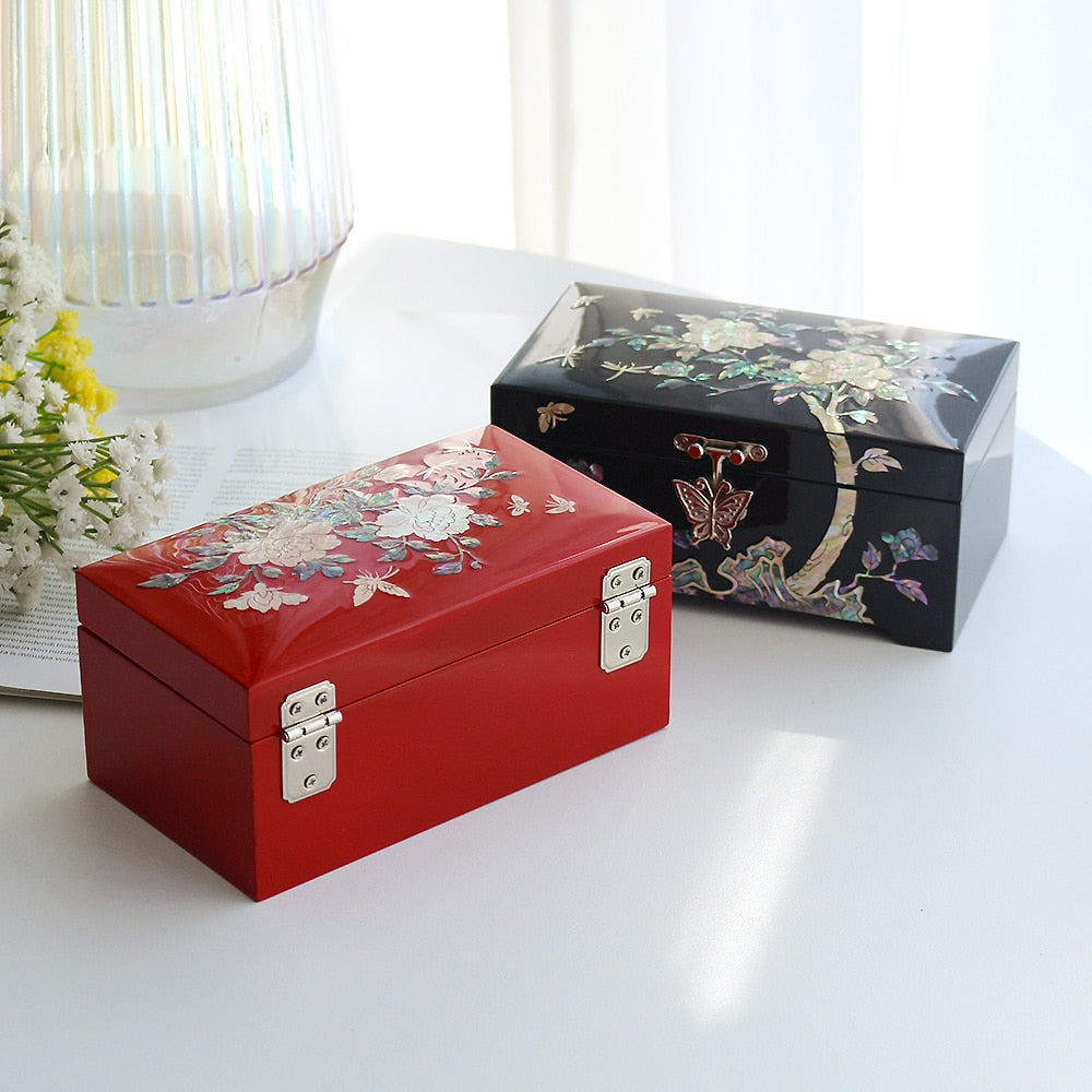 Najeonchilgi Mini 1-Tier Mother of Pearl Jewelry Box Peony (Holder Box), 15 cm