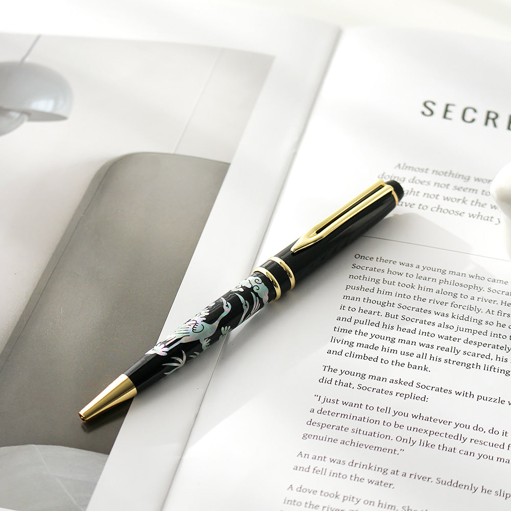 Premium Mother of Pearl Pen (Pine & Crane)