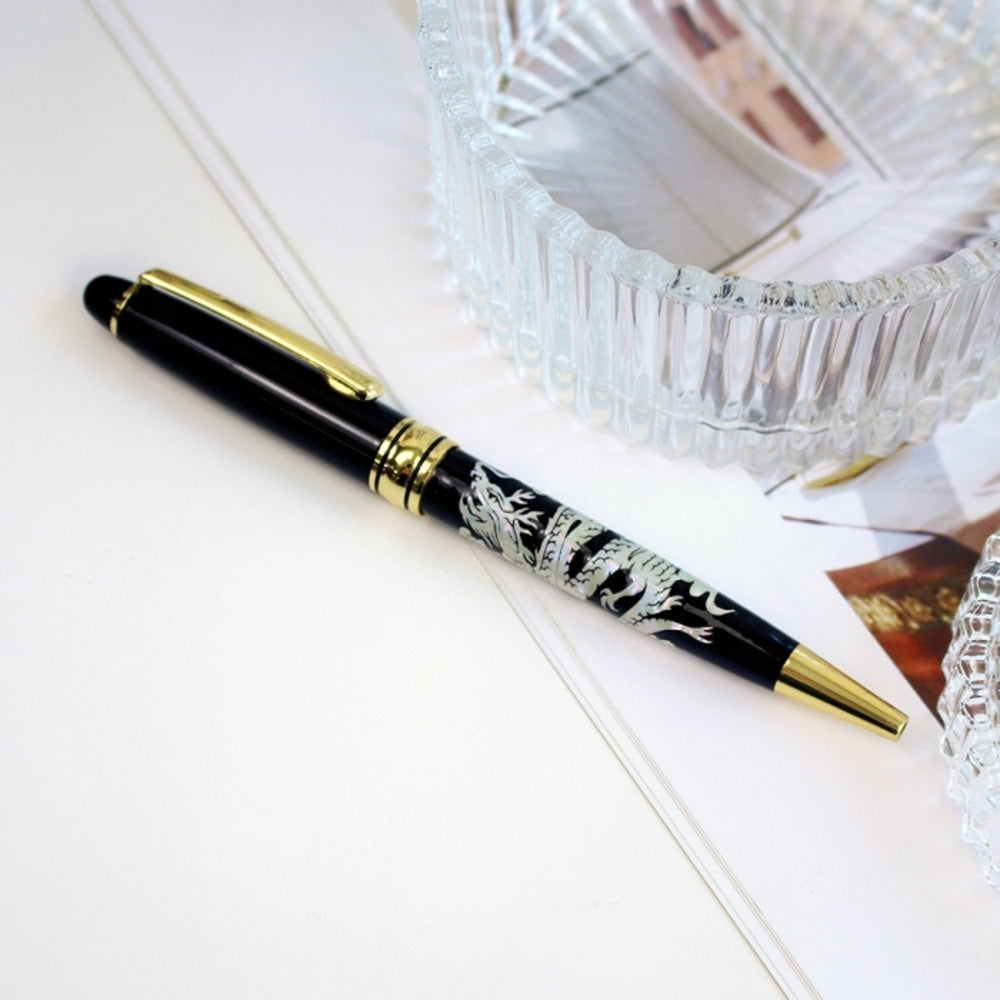 2-Piece Set: Gold Mother of Pearl Business Card Case N Mother of Pearl Pen