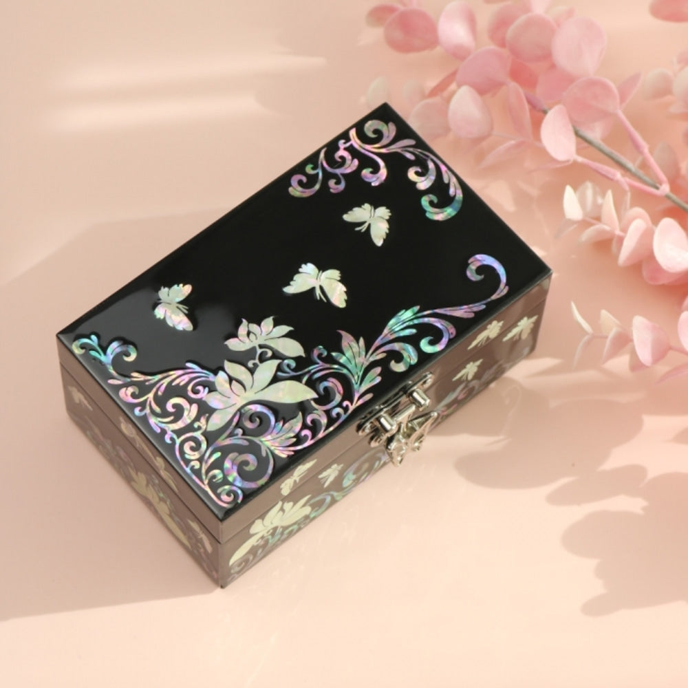 Premium Najeonchilgi Mother of Pearl Jewelry Box (Large) Jewelry Box Keepsake Ring Box (Master Artisan Jang Tae-bok)