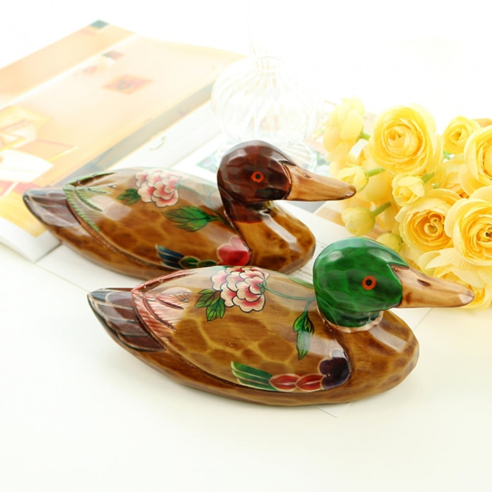 Premium Peony Duck Set (Medium) Wood Carved Wedding Pyebaek Box Dragon