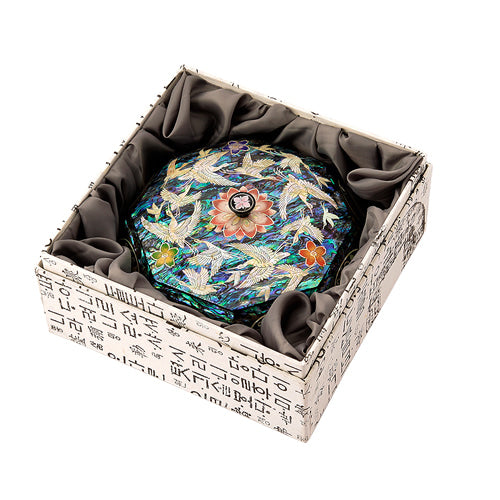 연FlowerCrane Blue Mother of Pearl Panel Knob Octagonal Multi-Purpose Box (Candy Bowl) - by by Park In-ho
