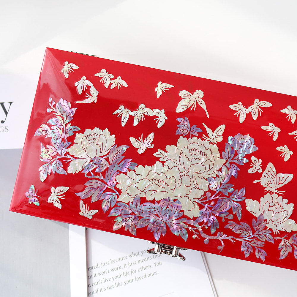 Najeonchilgi 1-Tier Peony & Butterfly Yedan Jewelry Box H, 23 cm