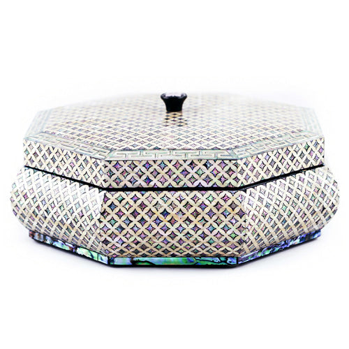 Seven Treasures Motif (Diamond) Pattern 4-fold Knob 정Octagonal Multi-Purpose Box - by Park In-ho