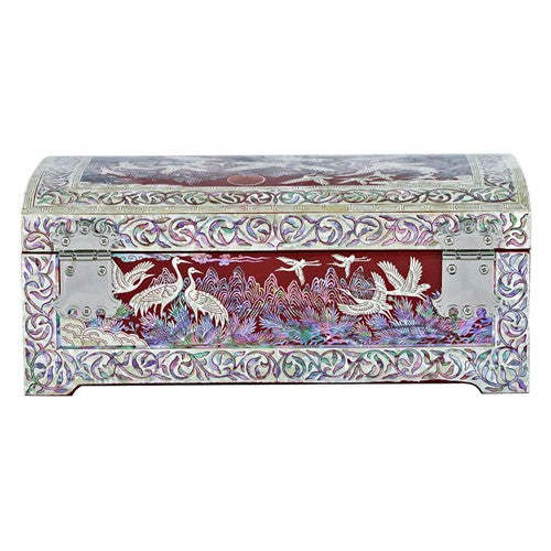 Flock of Crane 2-Tier Rounded Jewelry Box (Red) - by Yoo Chang-geun