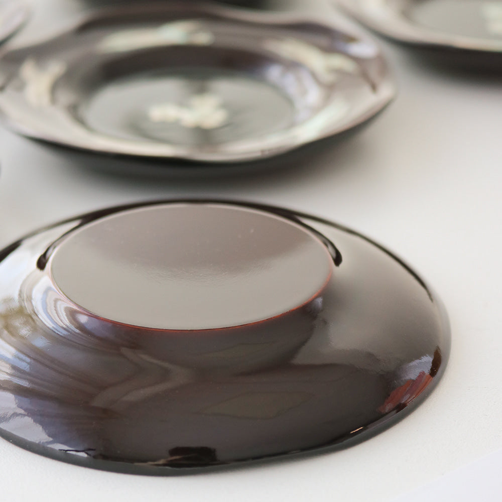 6-Piece Set: Najeonchilgi 5 Crane Tea Coaster Set Mother of Pearl Coaster Traditional Coaster (Master Artisan Lee Won-geun)