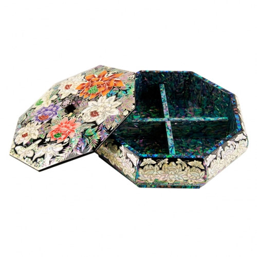 Peony Octagonal Knob Candy Bowl (Black) - by by Park In-ho