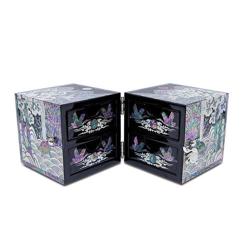 Sun, Moon & Five Peaks PhoenixRing Mother of Pearl Double LiddedJewelry Box