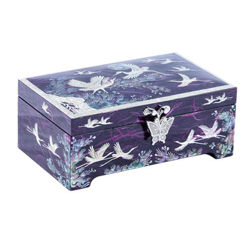 Hanji Crane & Pine 1-Tier Jewelry Box (Red/Blue/Purple)