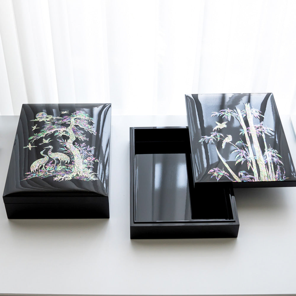 Large Najeon Chilgi Mother of Pearl Document & Memo Box (Black) - OF0218