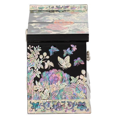 Peony (Black) Roof Tile Embroidered Drawer Double LiddedJewelry Box - Oh Myung - Ho