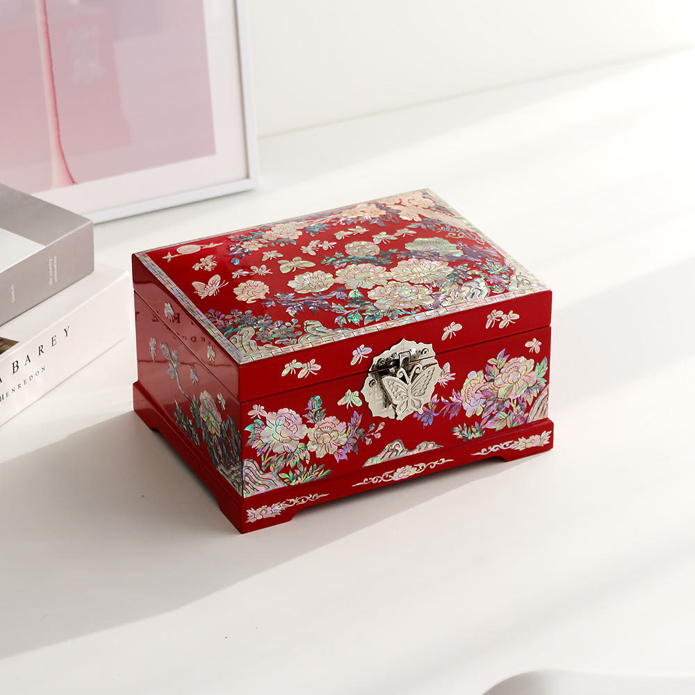 Najeonchilgi 2-Tier Mother of Pearl Jewelry Box Ring Yedan Wedding Gift Box