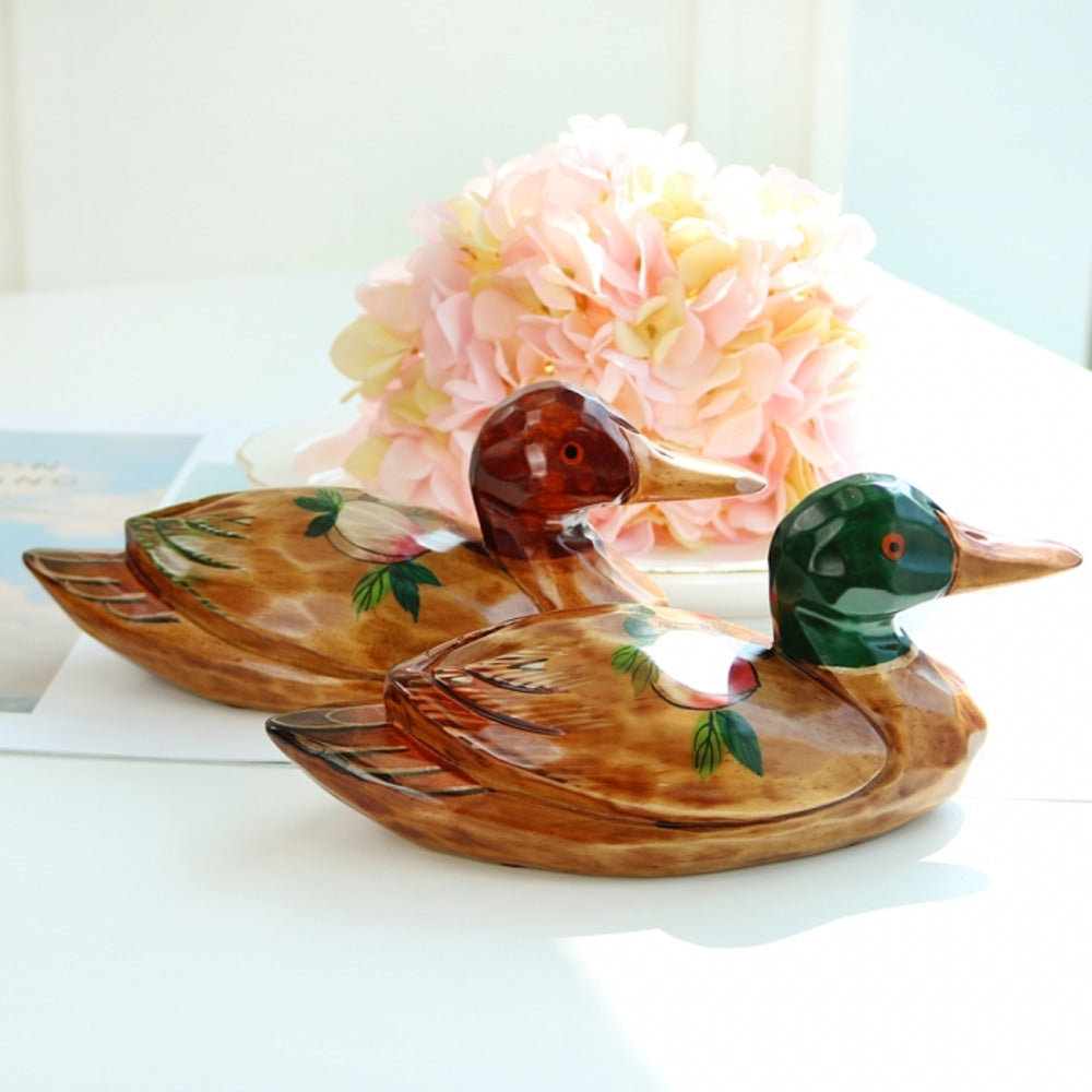 Premium Longevity Duck Set (Medium) Wood Carved Wedding Box Pyebaek Case