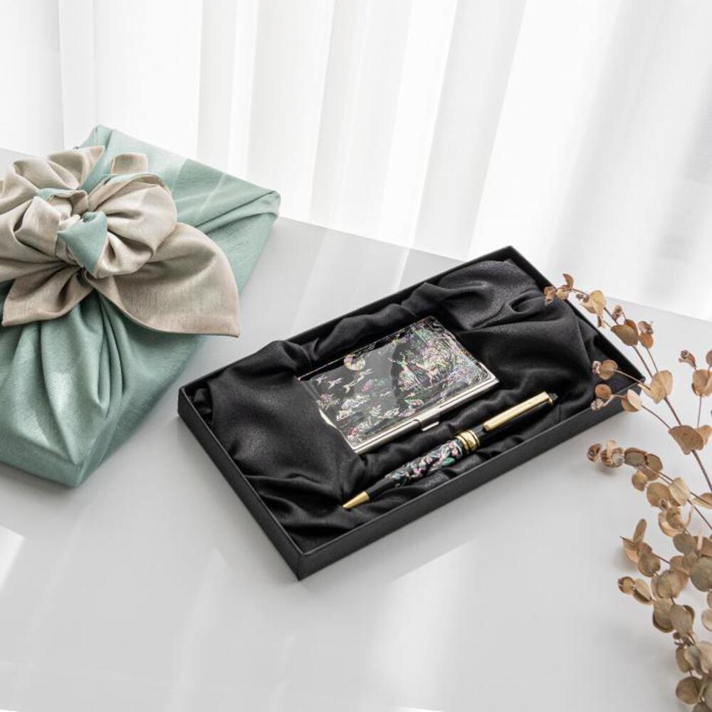 Najeon Chilgi Mother of Pearl Business Card Case Set — Pine & Crane - OF0148