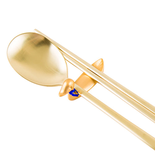 Spoon & Chopstick Set — Mandarin Duck (Gold) - LV0089