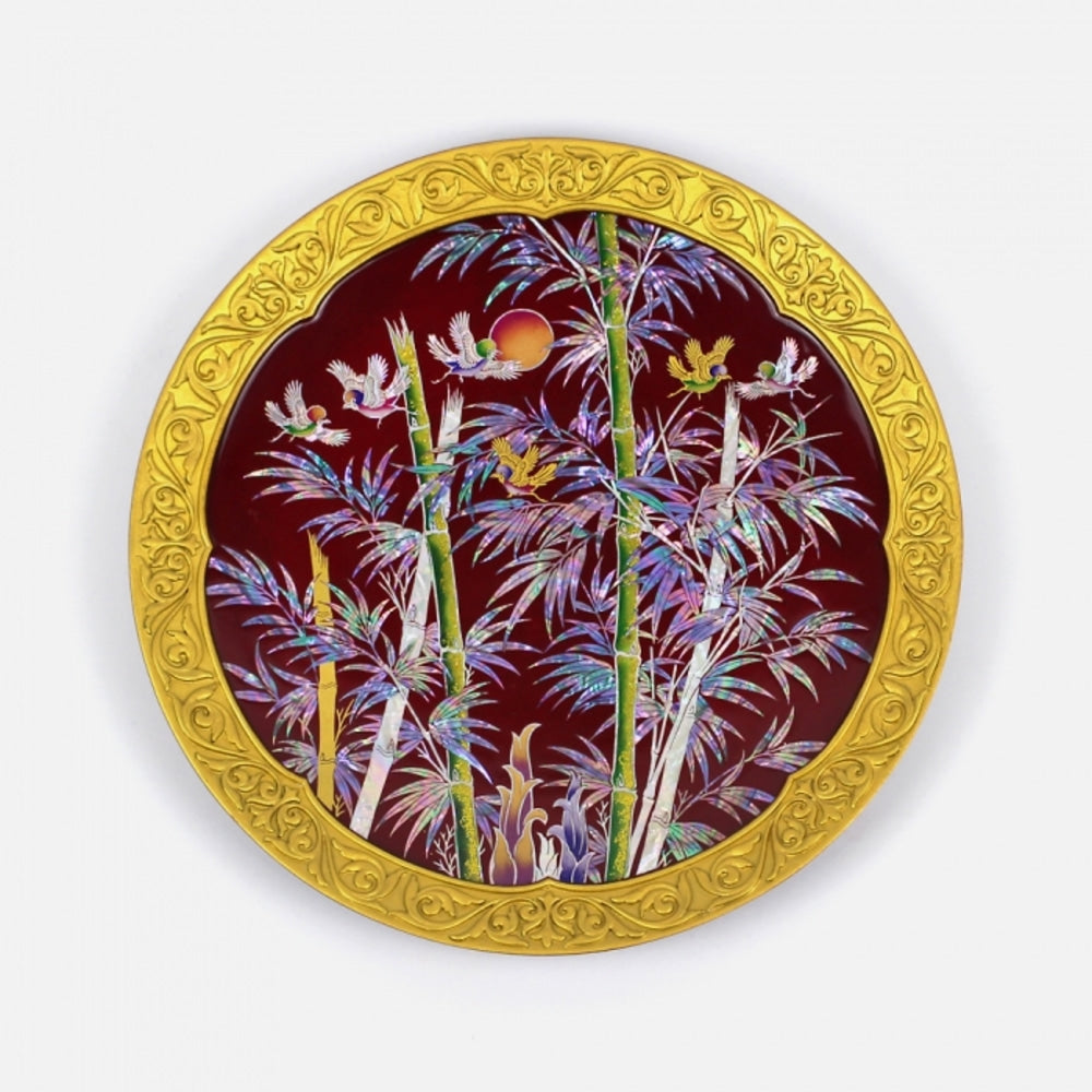 Masterpiece Najeon Gold-Trimmed Mother of Pearl Tray Najeonchilgi Ornament