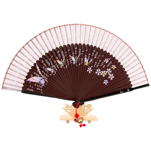 Silk & Ramie Hand Fan — Butterfly (Pink) - FN0064