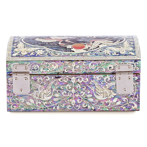 해RedBox Crane & Pine Cloud Pattern Border 1-Tier Jewelry Box (Black)